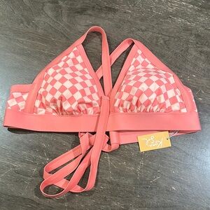 Kona sol pink Checkered Bikini Top